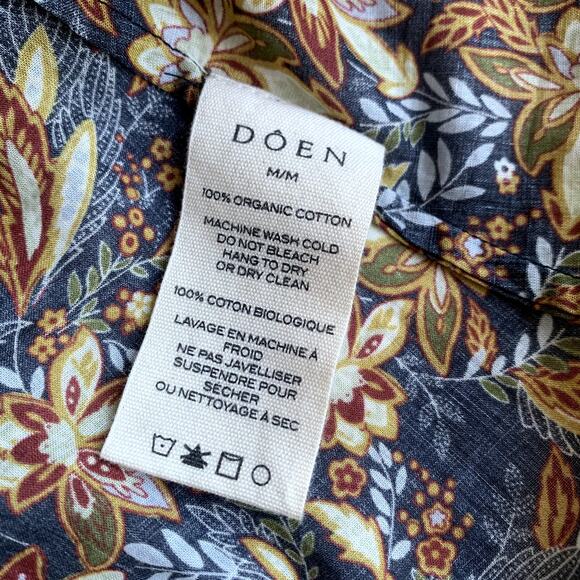 Doen Rhodia Cotton Crew Neck Short Puff Sleeve Maxi Dress Noir Narcissus Floral - Picture 12 of 13